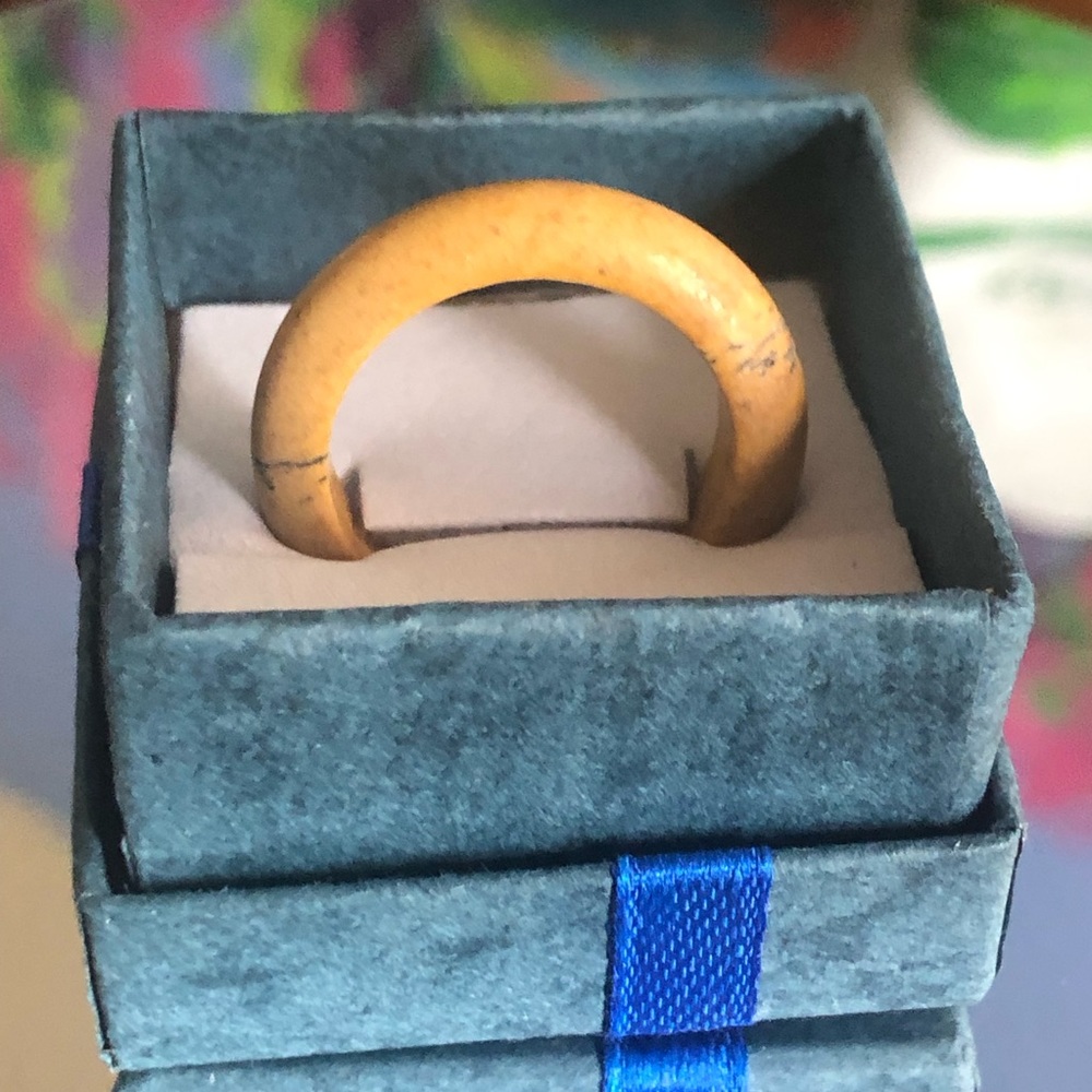 Handcrafted genuine picture jasper stone band ring 8.5